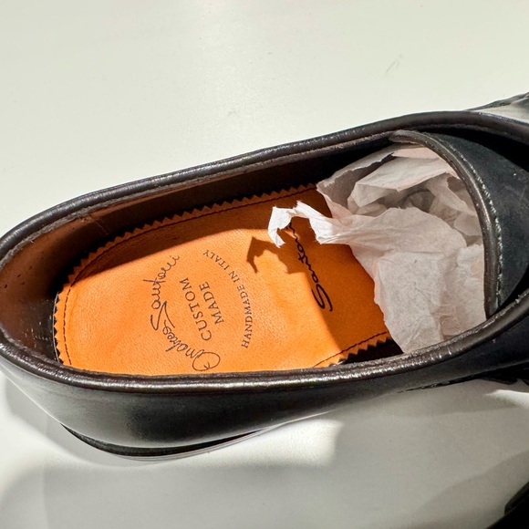Santoni Black Leather Oxfords Sleek Formal Design main image 6